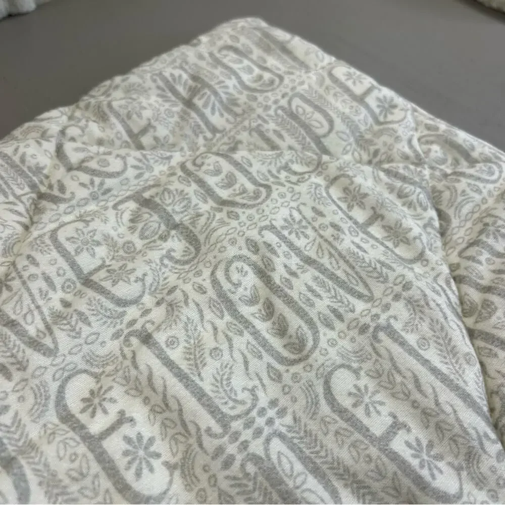 2 Pottery Barn Euro Sham Pillow Cover IDS Love Peace on Earth White Gray NEW